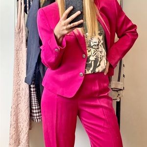 VINTAGE Hot Pink Barbie Core Pant Suit High Rise SIZE 8